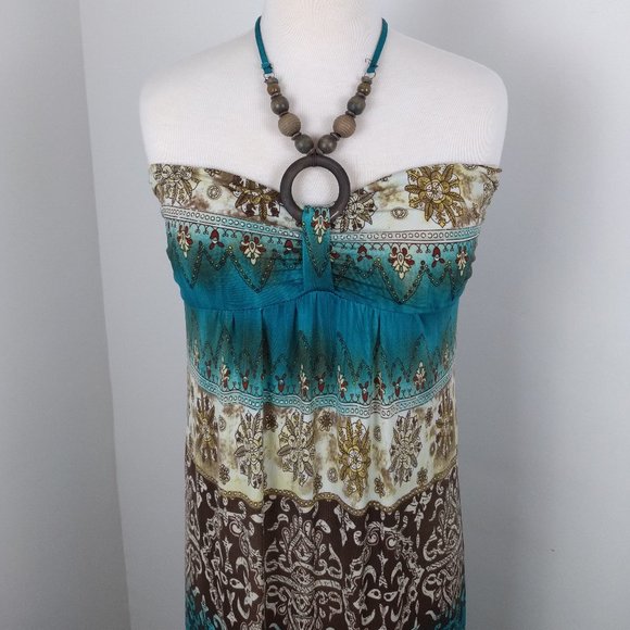 💥 EUC Halter Neck String Colorful Summer Dress, See Measurements - Picture 2 of 8